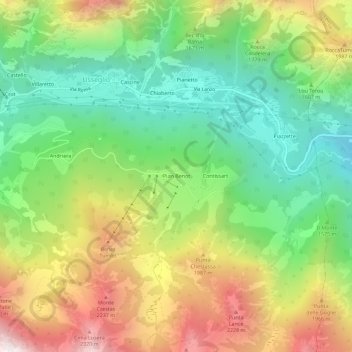 Mappa topografica Pian Benot, altitudine, rilievo