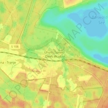 Mappa topografica Uhyst (Spree), altitudine, rilievo