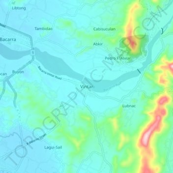 Mappa topografica Vintar, altitudine, rilievo