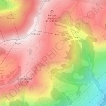 Mappa topografica Le Crozat, altitudine, rilievo