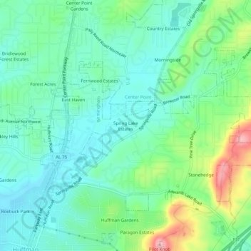 Mappa topografica Spring Lake Estates, altitudine, rilievo