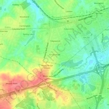 Mappa topografica Arrow Head, altitudine, rilievo