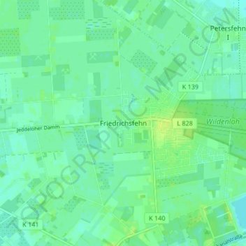 Mappa topografica Friedrichsfehn, altitudine, rilievo