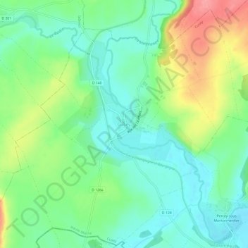 Mappa topografica Cusey, altitudine, rilievo