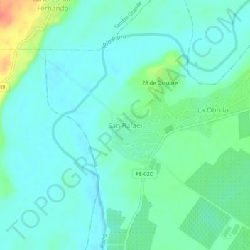 Mappa topografica San Rafael, altitudine, rilievo