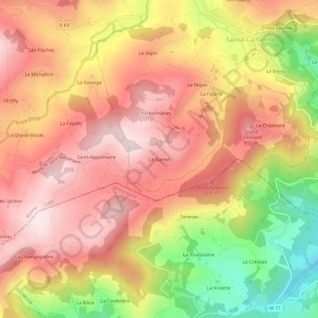 Mappa topografica Le Barrot, altitudine, rilievo