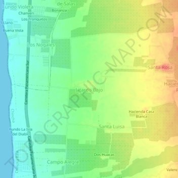 Mappa topografica Litardo Bajo, altitudine, rilievo