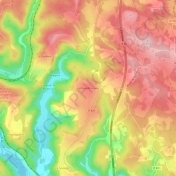 Mappa topografica Lachapelle-Haute, altitudine, rilievo