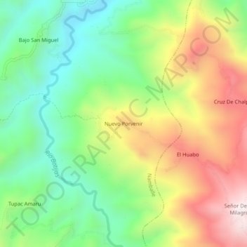 Mappa topografica Nuevo Porvenir, altitudine, rilievo