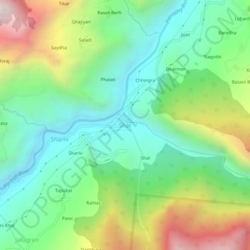 Mappa topografica Shat, altitudine, rilievo