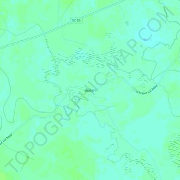 Mappa topografica Shaken, altitudine, rilievo