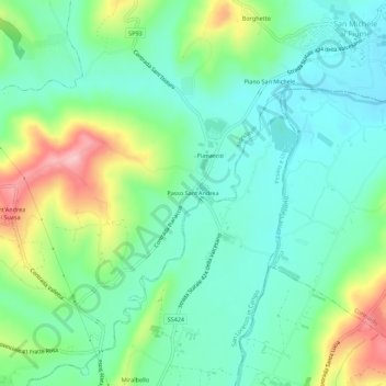 Mappa topografica Passo Sant'Andrea, altitudine, rilievo
