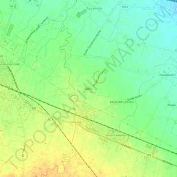 Mappa topografica Salso, altitudine, rilievo