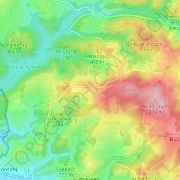 Mappa topografica Glietenberg, altitudine, rilievo