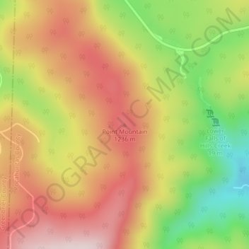 Mappa topografica Point Mountain, altitudine, rilievo