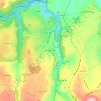 Mappa topografica Champ Laurent, altitudine, rilievo