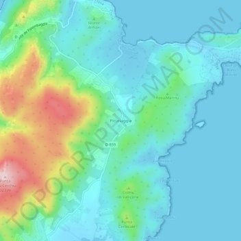 Mappa topografica Piccovaggia, altitudine, rilievo
