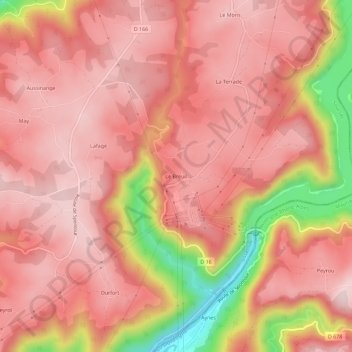 Mappa topografica Le Breuil, altitudine, rilievo