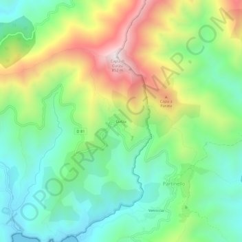 Mappa topografica Curzu, altitudine, rilievo
