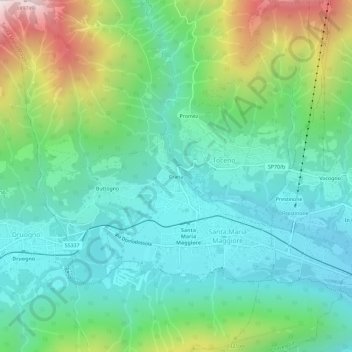 Mappa topografica Crana, altitudine, rilievo