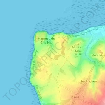 Mappa topografica Framezelle, altitudine, rilievo