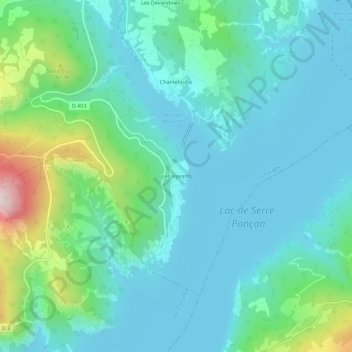 Mappa topografica Les Hyvans, altitudine, rilievo