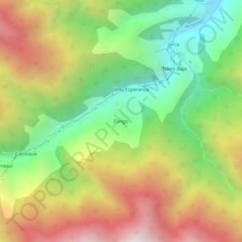 Mappa topografica Zongo, altitudine, rilievo