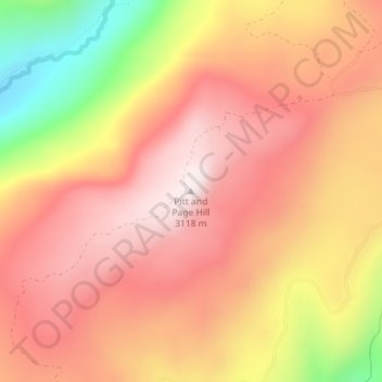 Mappa topografica Pitt and Page Hill, altitudine, rilievo