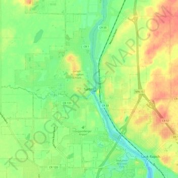 Mappa topografica Sartell, altitudine, rilievo