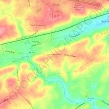 Mappa topografica Humphreyville, altitudine, rilievo