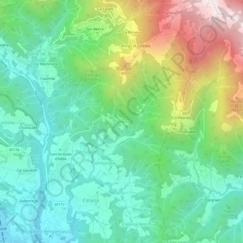 Mappa topografica Opreno, altitudine, rilievo
