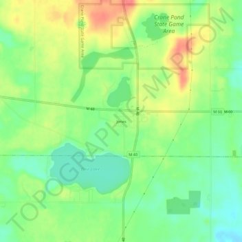 Mappa topografica Jones, altitudine, rilievo