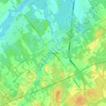 Mappa topografica Kemptville, altitudine, rilievo