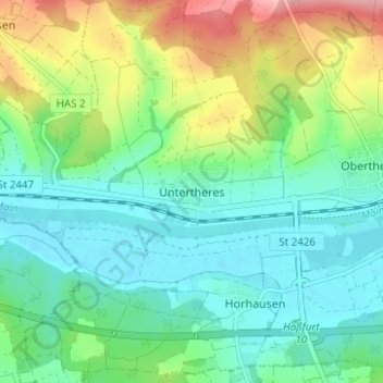 Mappa topografica Untertheres, altitudine, rilievo