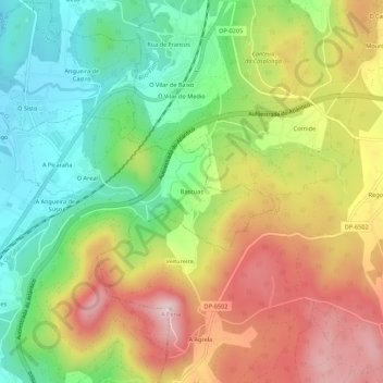 Mappa topografica Bascuas, altitudine, rilievo