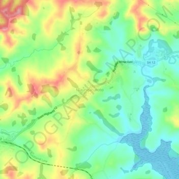 Mappa topografica Maungaturoto, altitudine, rilievo