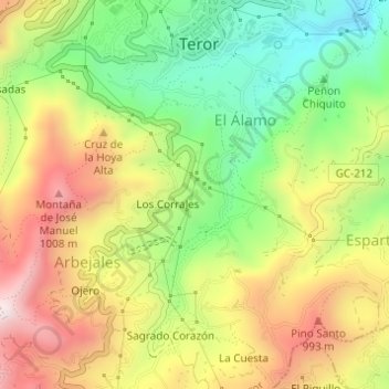 Mappa topografica Cuesta Falcón, altitudine, rilievo