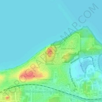 Mappa topografica Eagle Heights, altitudine, rilievo