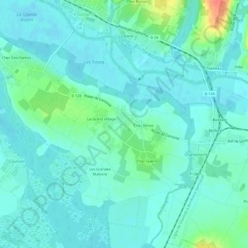 Mappa topografica Chez Martin, altitudine, rilievo