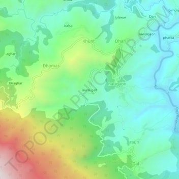 Mappa topografica kurai gad, altitudine, rilievo