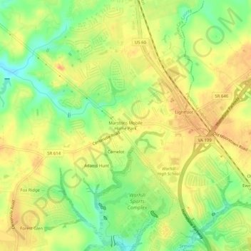 Mappa topografica Marstons Mobile Home Park, altitudine, rilievo