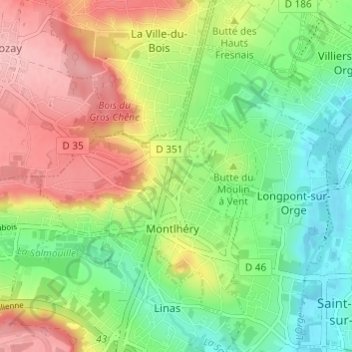 Mappa topografica Les Belles Dames, altitudine, rilievo