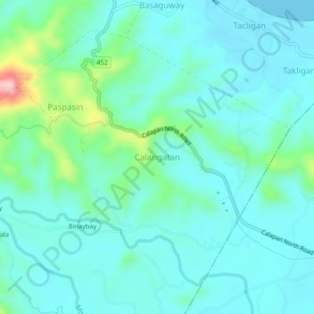 Mappa topografica Calangatan, altitudine, rilievo