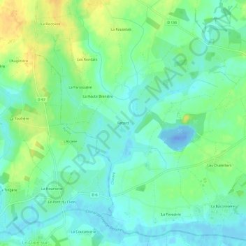 Mappa topografica Retord, altitudine, rilievo
