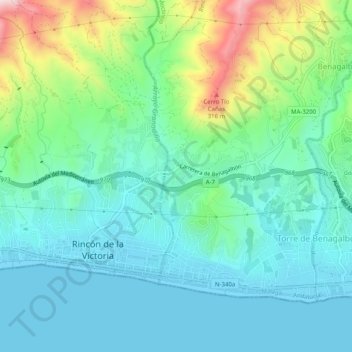 Mappa topografica Las Casillas, altitudine, rilievo