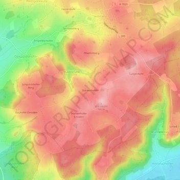 Mappa topografica Starkenhofen, altitudine, rilievo