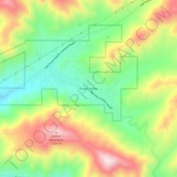 Mappa topografica Green Valley, altitudine, rilievo