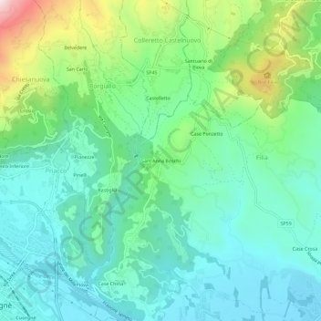 Mappa topografica Sant'Anna Boschi, altitudine, rilievo