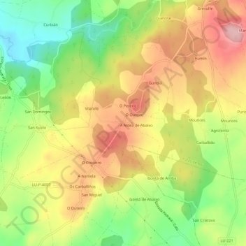 Mappa topografica Albá, altitudine, rilievo