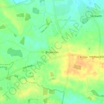 Mappa topografica Bickerton, altitudine, rilievo